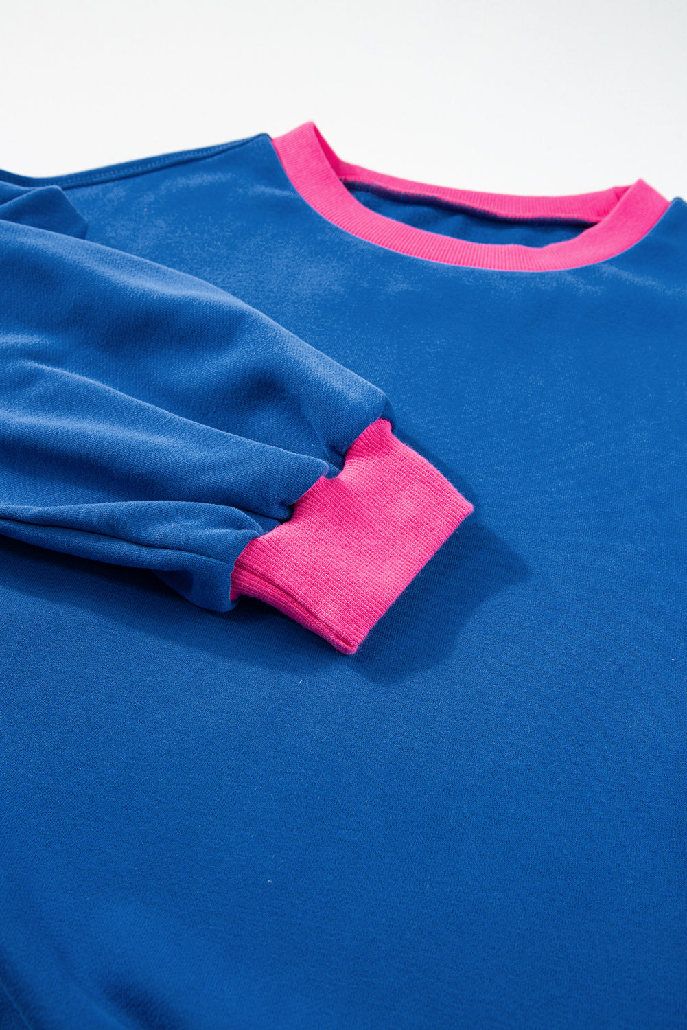 Blue Colorblock Bubble Sleeve Sweatshirt. GCollection