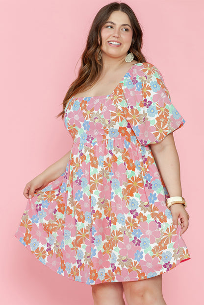 Multicolour Floral Puff Sleeve Babydoll Dress. PSCollection