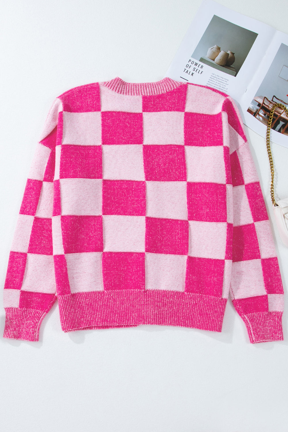 Pink Checkered Cardigan. GCollection