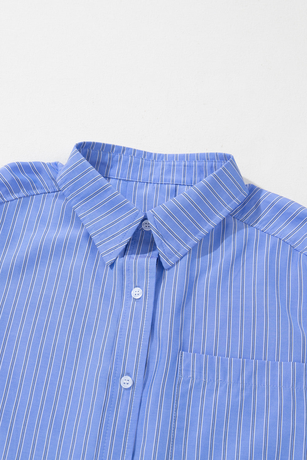 Blue Stripe Button Up Oversized Casual Shirt. GCollection