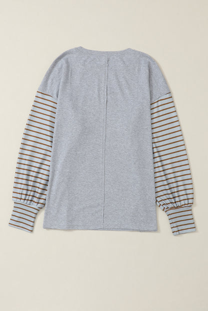 Gray Colorblock Striped Top. GCollection