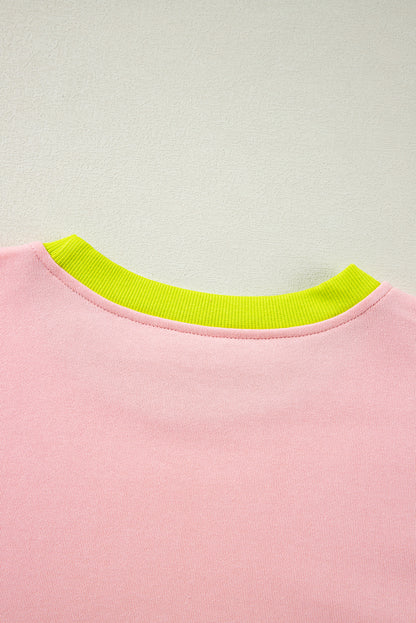 Light Pink Colorblock Patchwork Sweatshirt. PSCollection