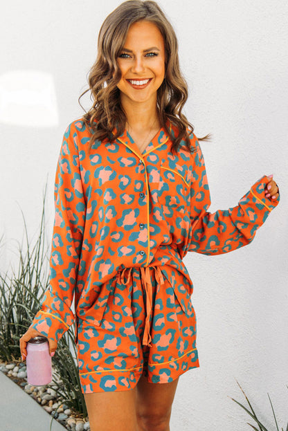 Orange Leopard Print Pajama Set. GCollection