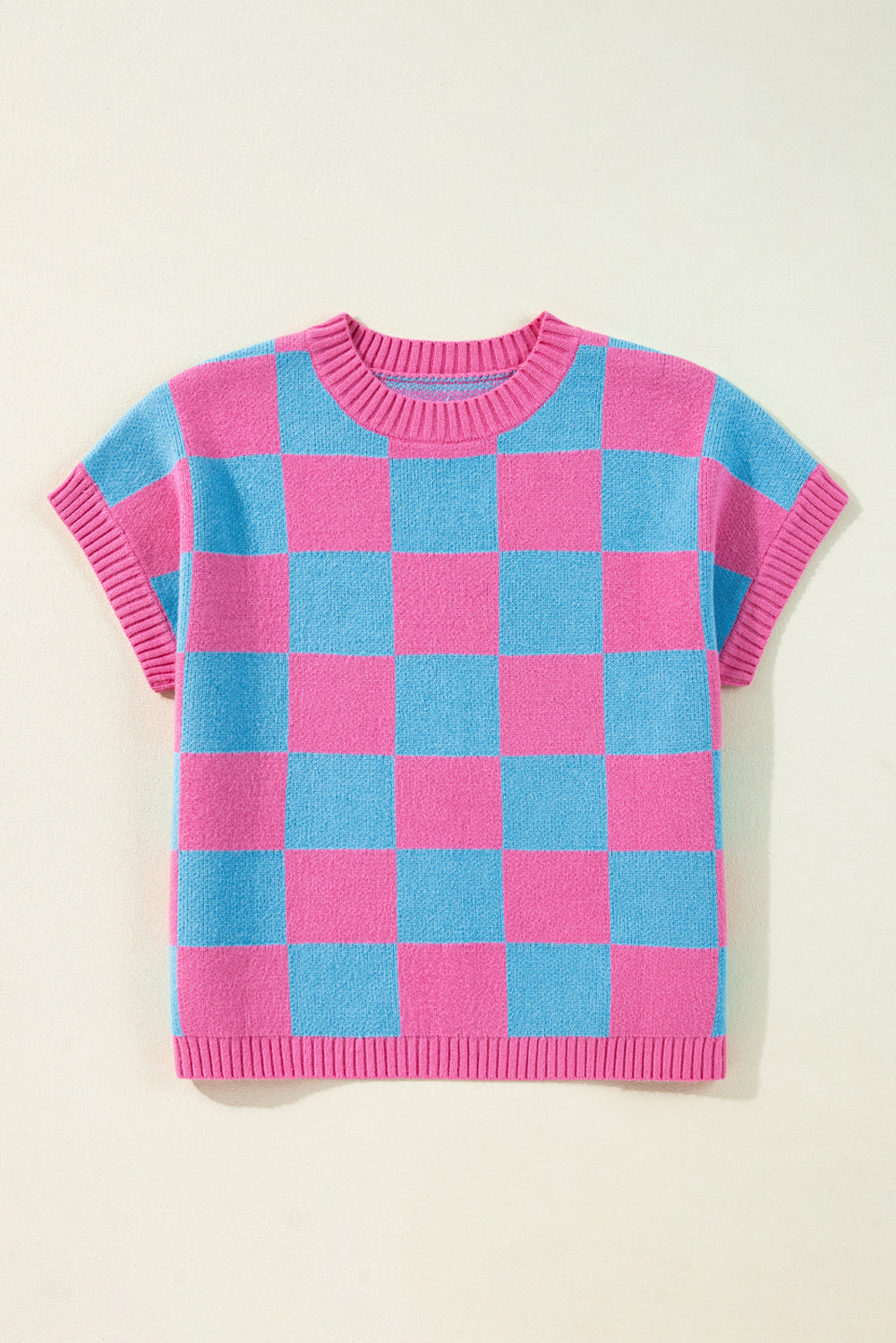 Sachet Pink Colorblock Plaid Pattern Top. GCollection