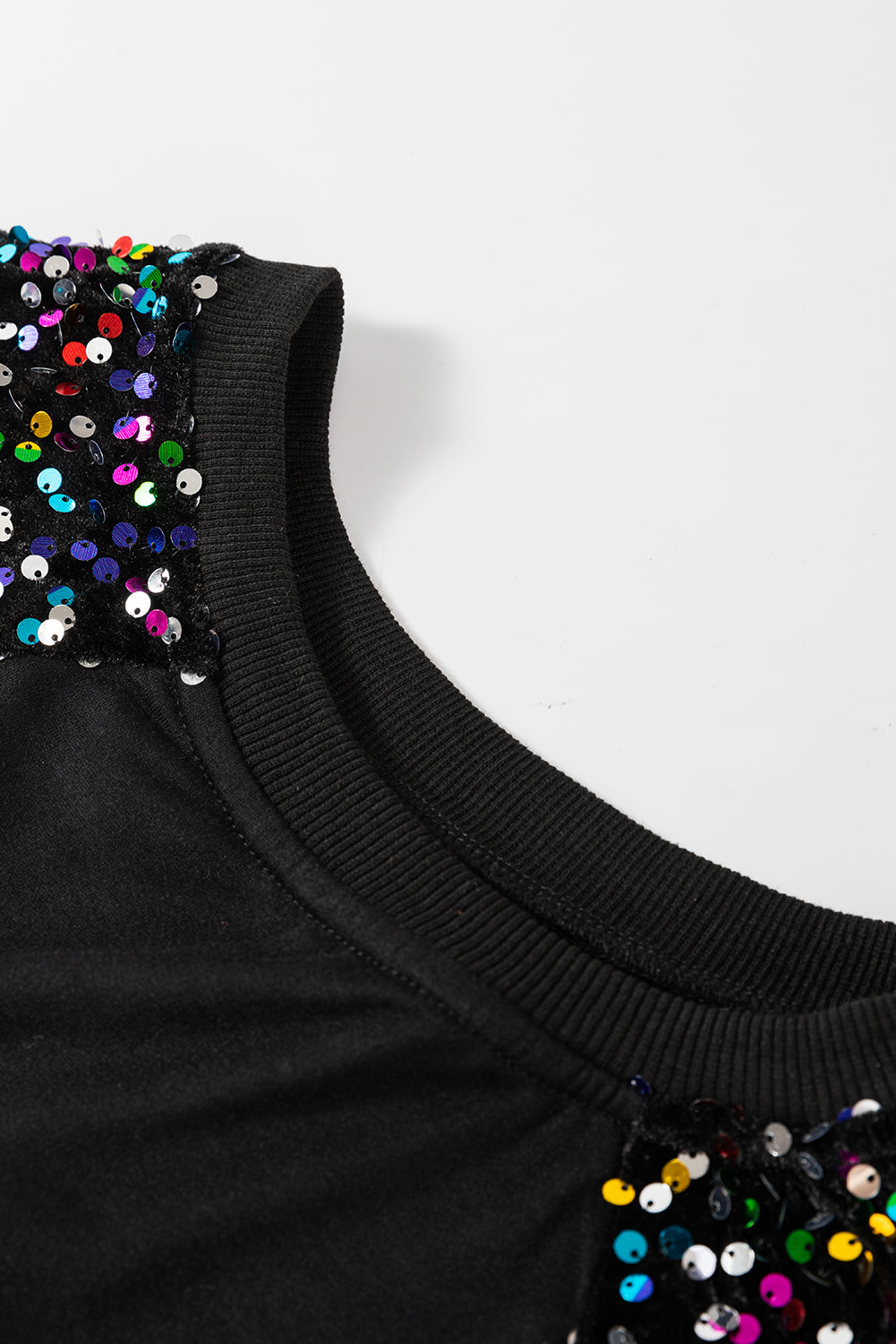 Black Sequin Pullover Sweatshirt. GCollection