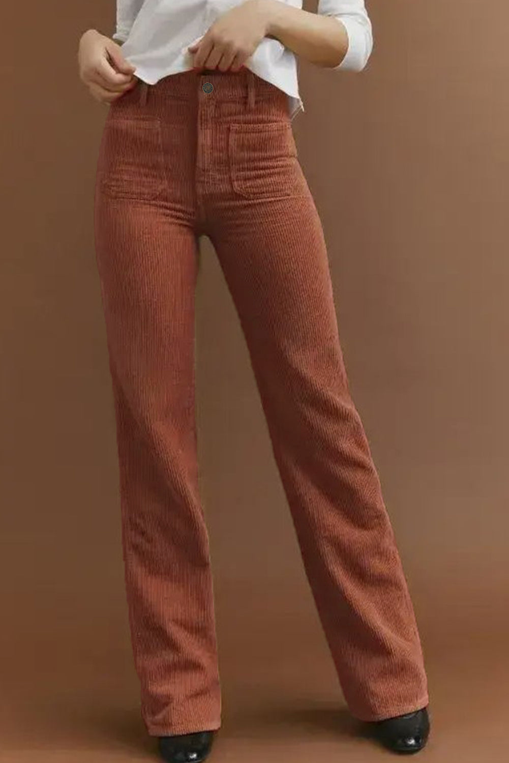 Brown High Waist Corduroy Pants. GCollection