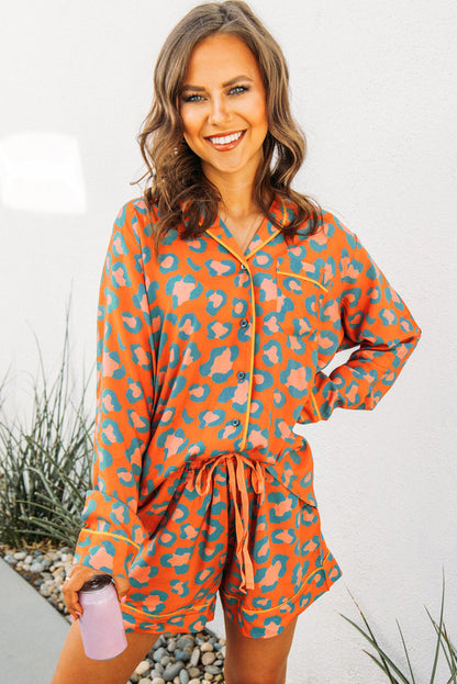 Orange Leopard Print Pajama Set. GCollection