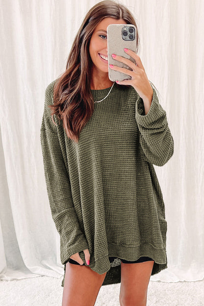 Green Waffle Knit Oversized Top. GCollection