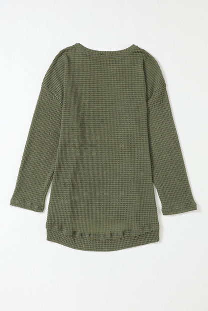 Green Waffle Knit Oversized Top. GCollection