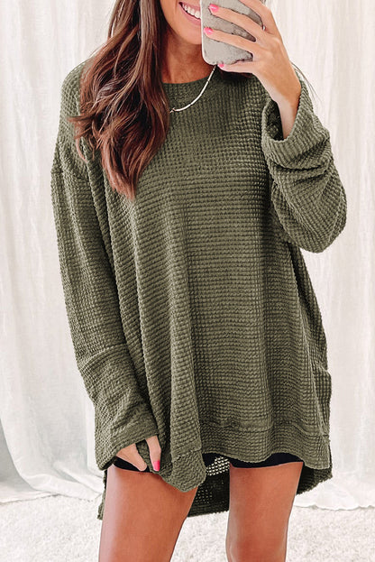 Green Waffle Knit Oversized Top. GCollection