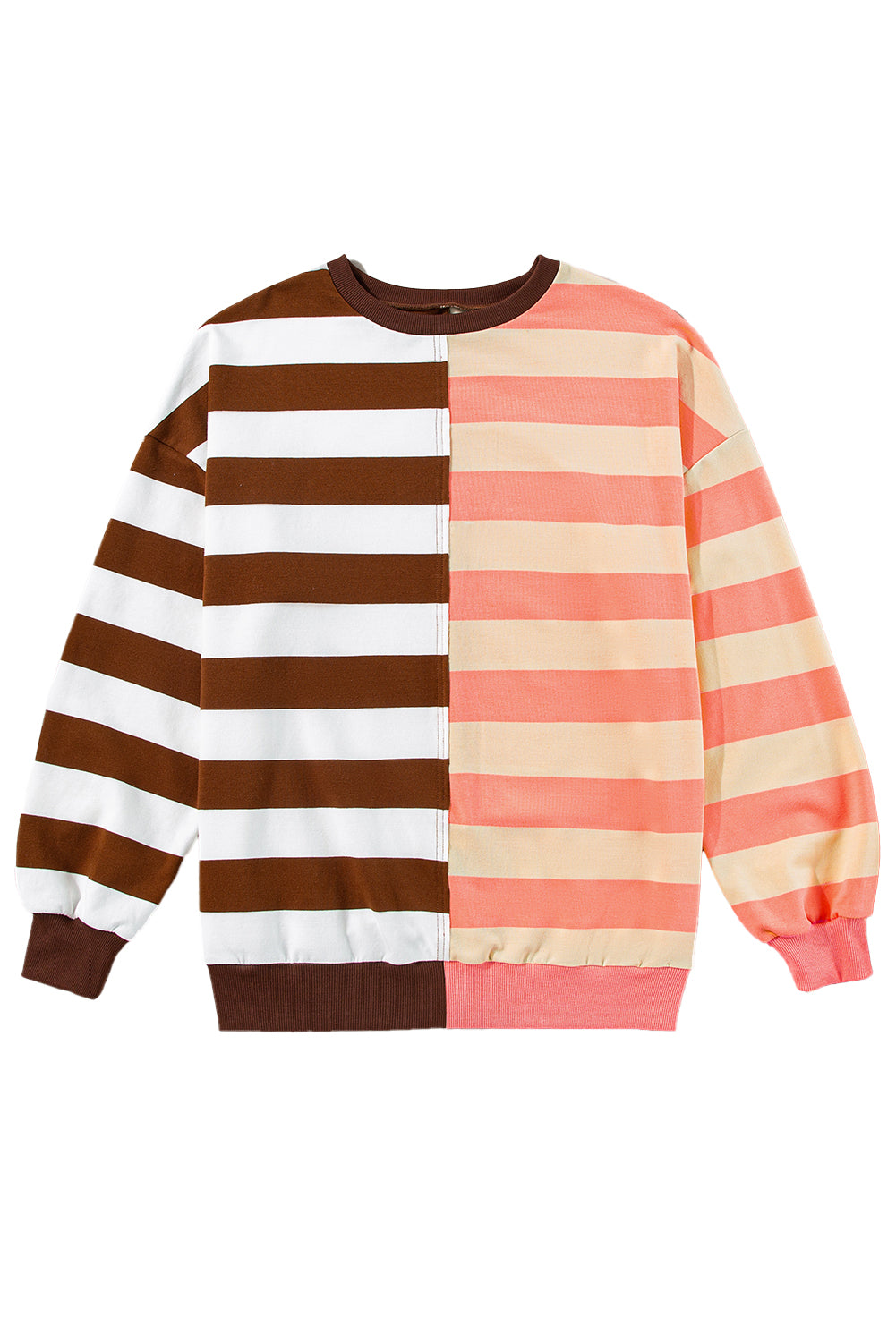 Brown Stripe Pullover Sweatshirt. GCollection