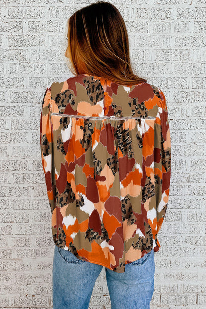 Abstract Printed Long Sleeve Blouse. GCollection