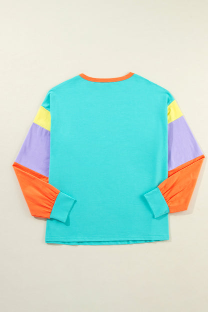 Light Blue Colorblock  Loose Top