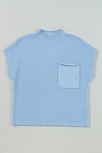 Beau Blue Patch Pocket Sweater Top. GCollection