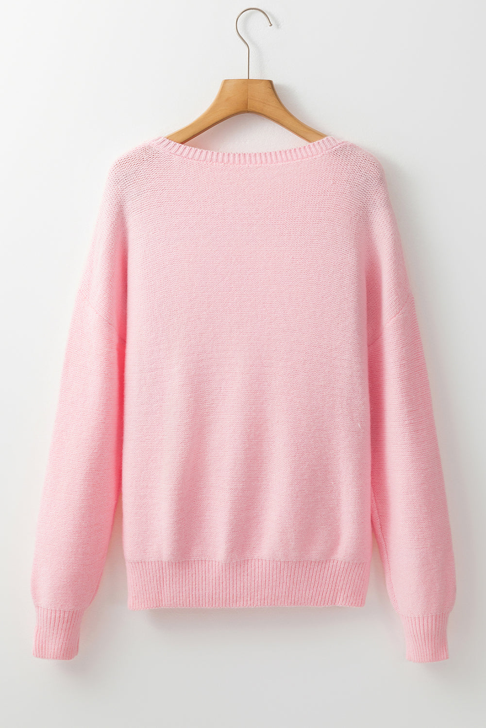 Pink Knitted Flower Pattern Sweater. GCollection