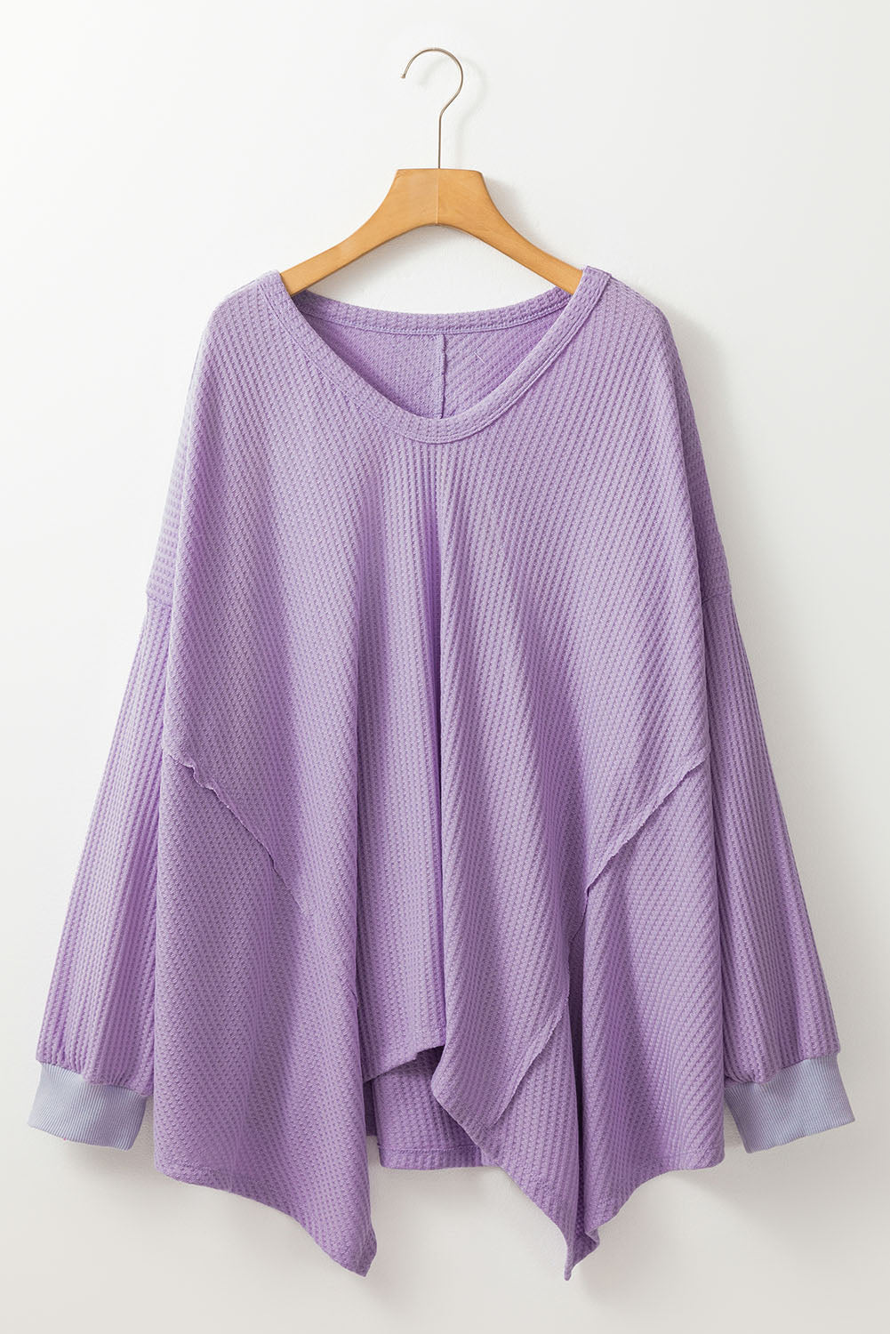 Waffle Knit Exposed Seam Flowy Top. PSCollection