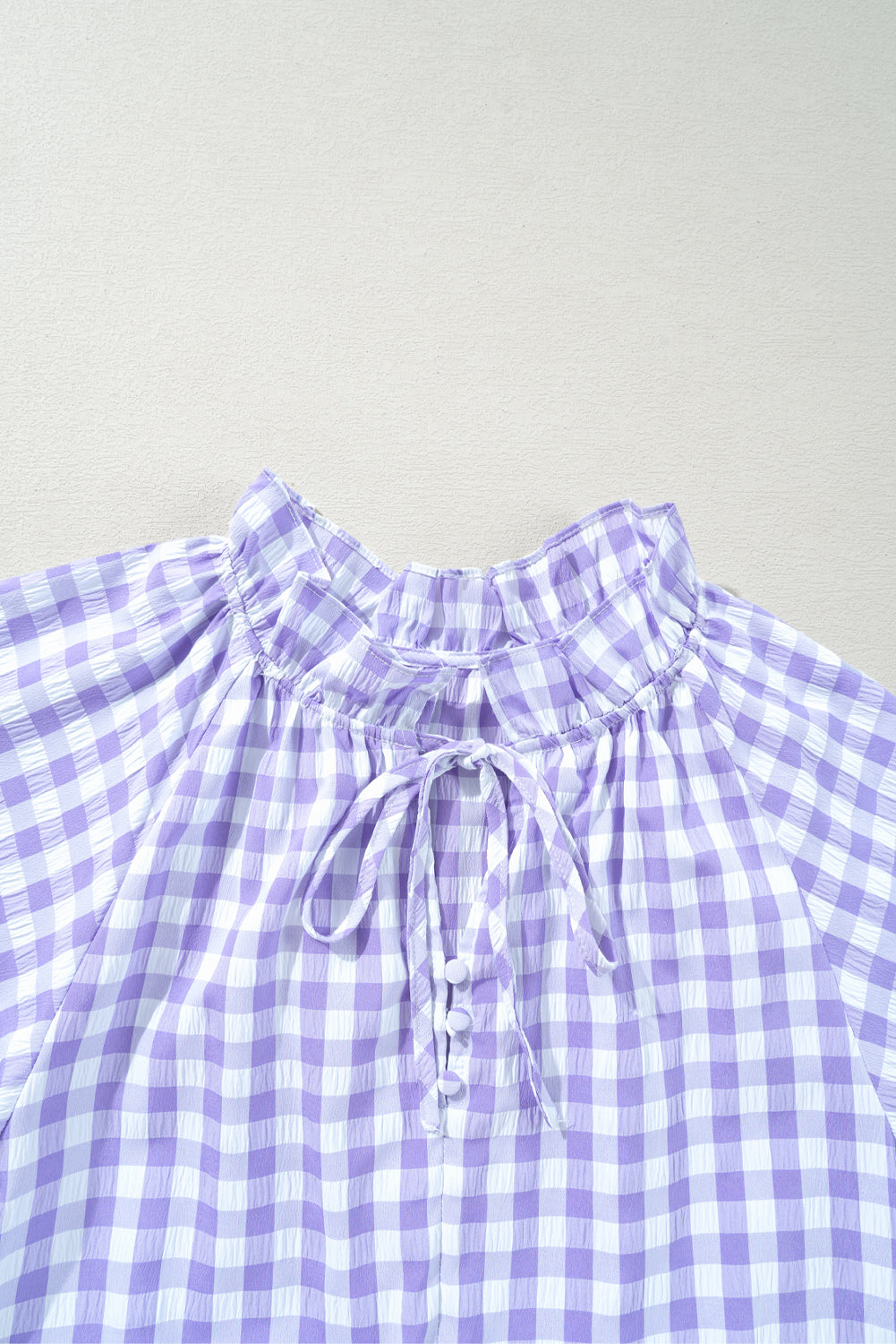 Plaid Ruffle Wide Short Sleeve Babydoll Mini Dress. GCollection