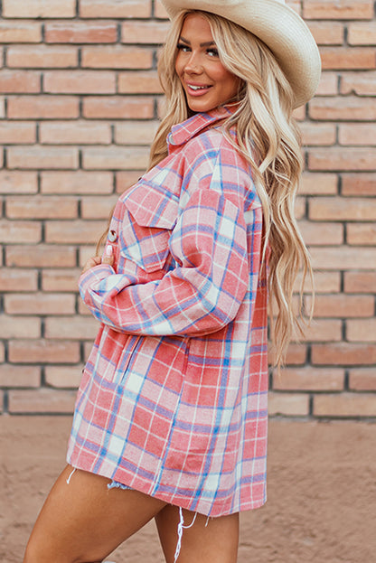 Pink Plaid Button Up Shacket. GCollection