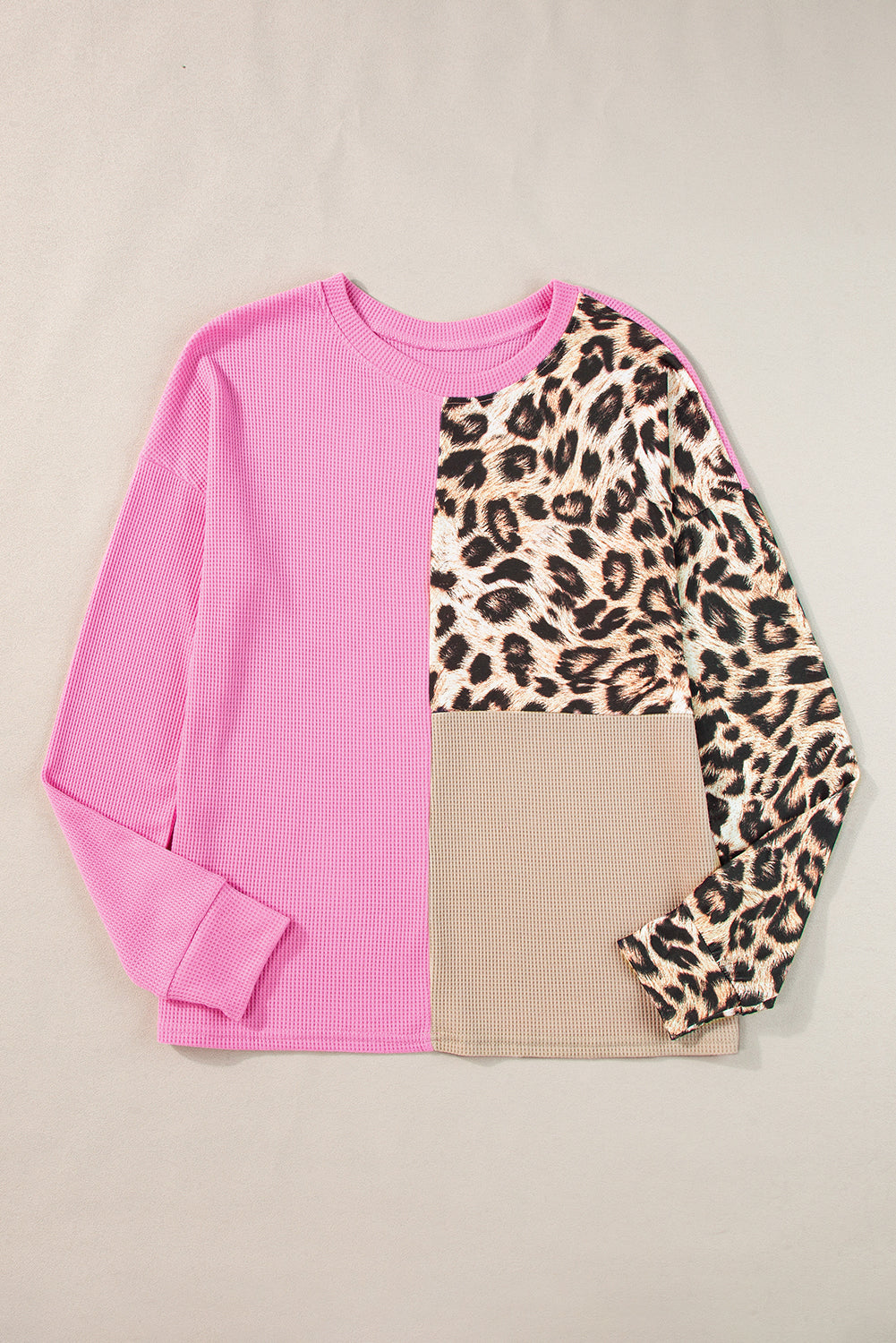 Leopard Colorblock Waffle Knit Top. GCollection