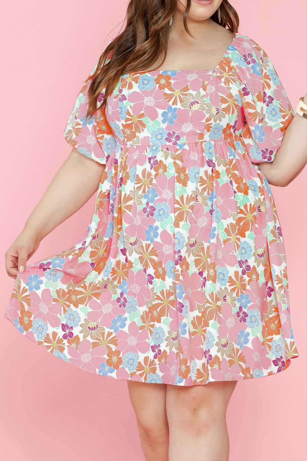 Multicolour Floral Puff Sleeve Babydoll Dress. PSCollection