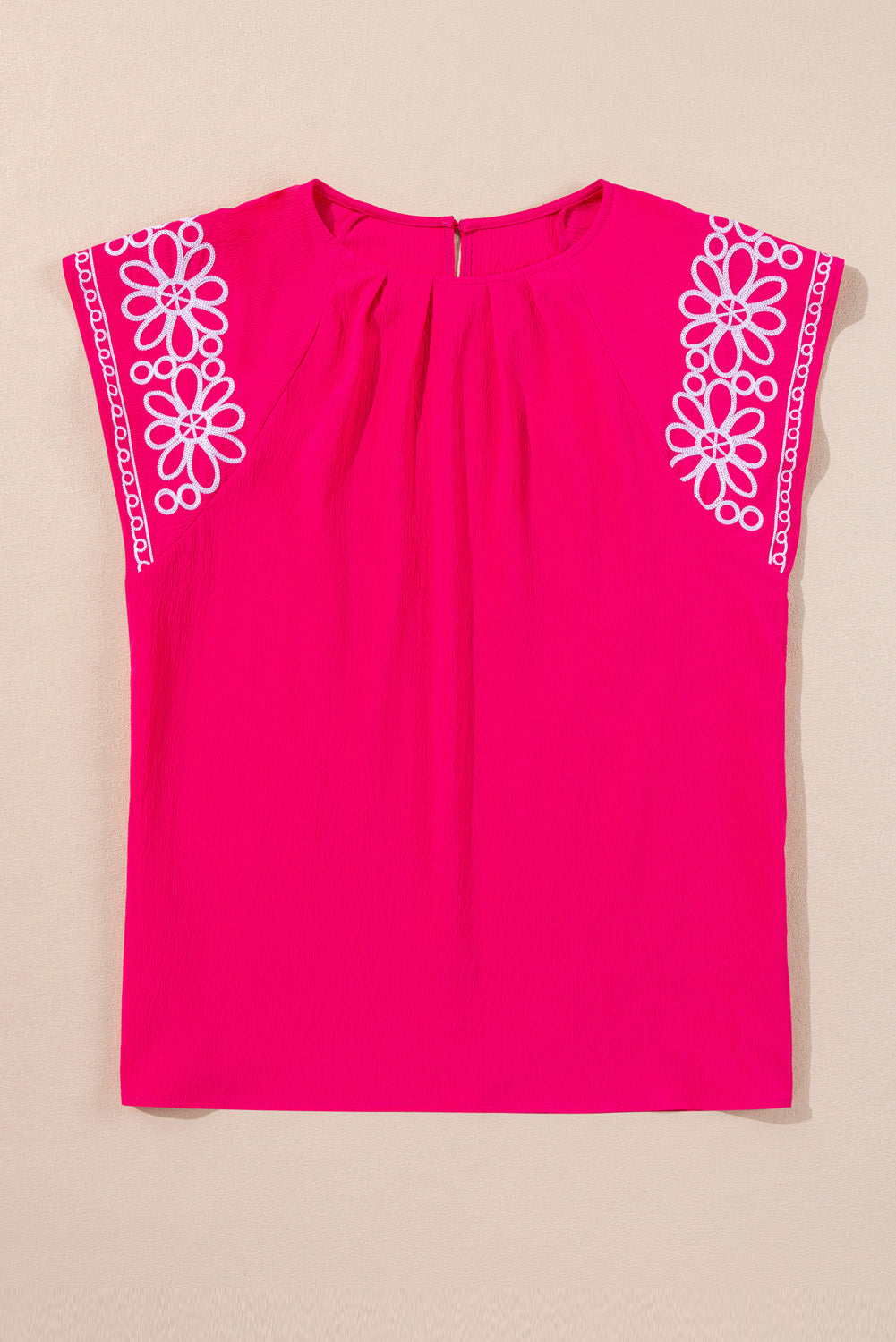 Strawberry Pink Floral Embroidered Plus Size Blouse. PSCollection