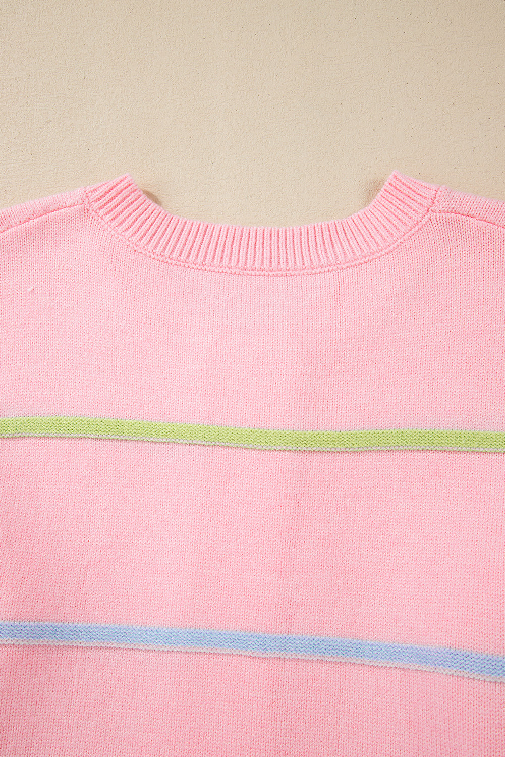 Pink Rainbow Stripes Drop Shoulder Baggy Sweater. GCollection