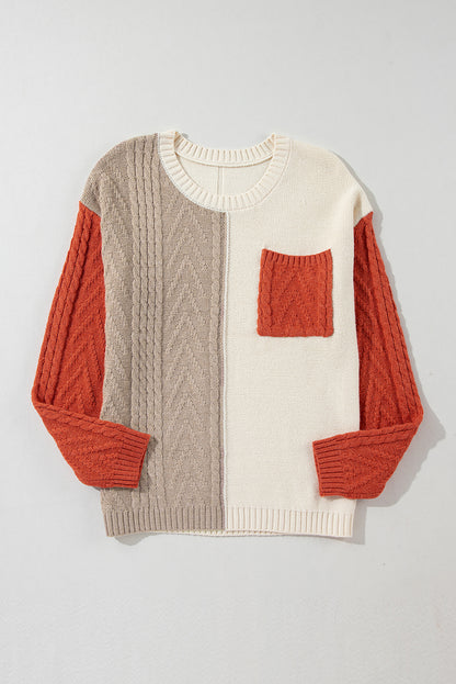 Gold Colorblock Patched Sweater. GCollection