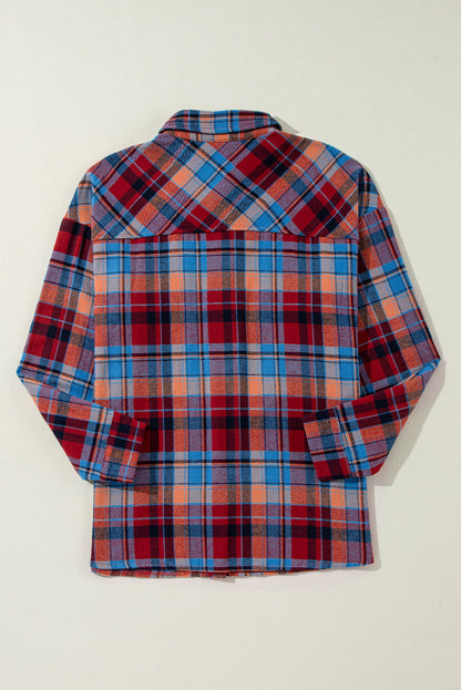 Red Plaid Print Loose Vintage Shirt. GCollection