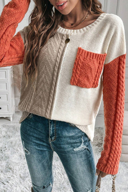 Gold Colorblock Patched Sweater. GCollection