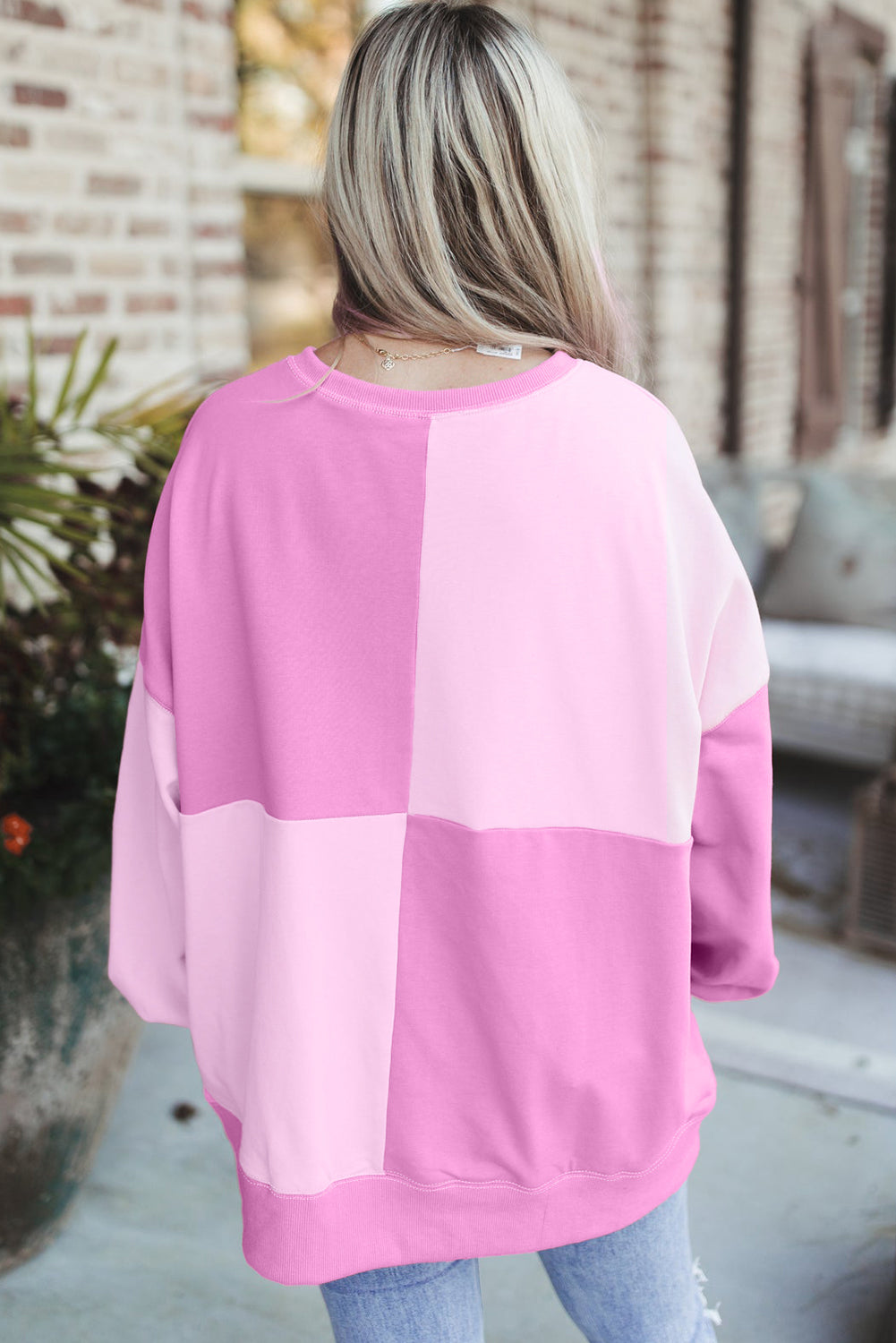 Pink Colorblock Oversize Sweatshirt. GCollection