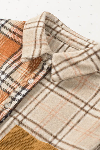 Orange Plaid Color Block Shacket. GCollection