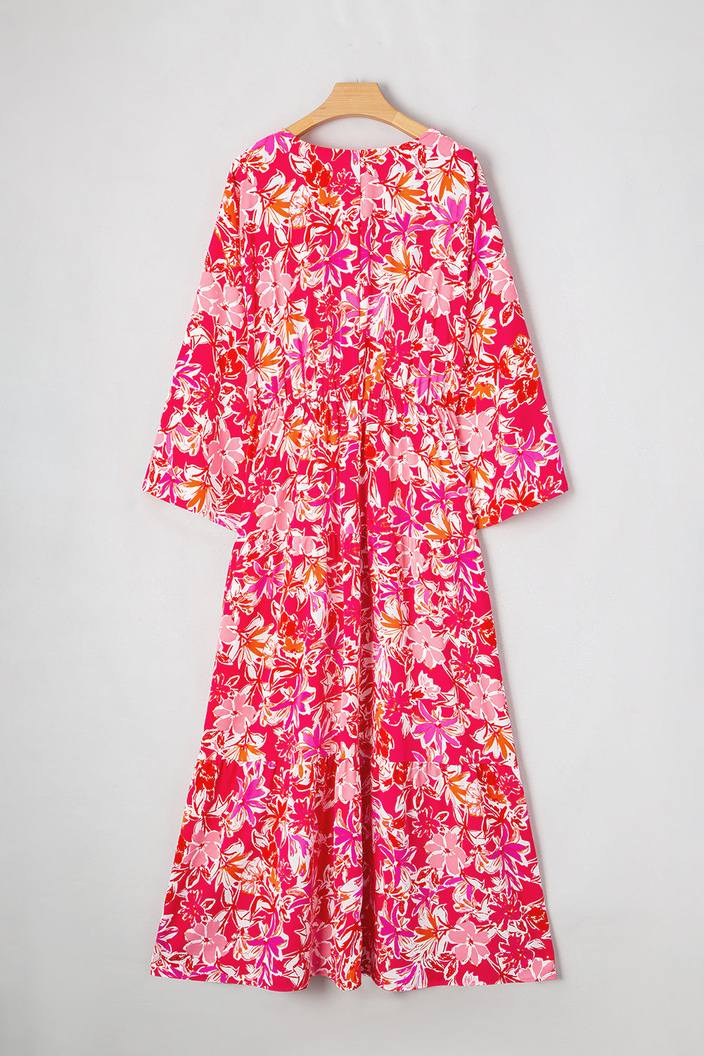 Rose Plus Size Floral V Neck Wide Sleeve Maxi Dress. PSCollection