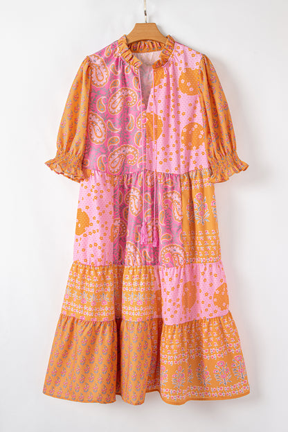 Pink Boho Paisley Floral Mixed Patchwork. PSCollection