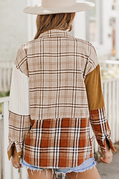 Orange Plaid Color Block Shacket. GCollection