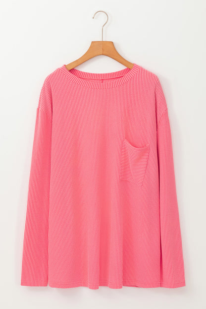 Peach Textured Long Sleeve T Shirt. PSCollection