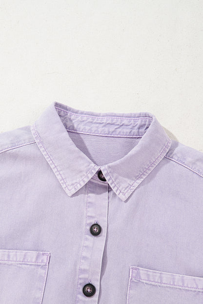 Orchid Petal Short Sleeve Denim Shirt Dress. GCollection