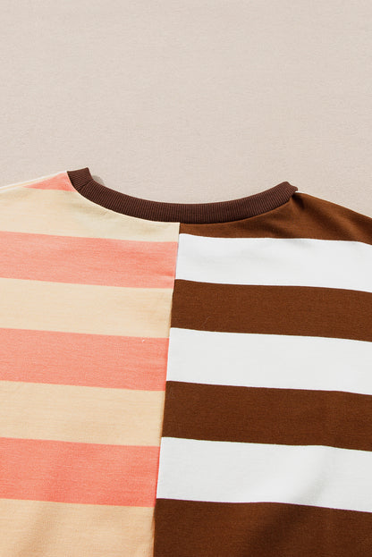 Brown Stripe Pullover Sweatshirt. GCollection