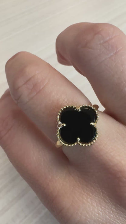 14K solid gold flower ring